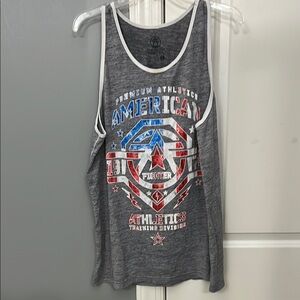 American Fighter Gray Tank Top with Red and Blue Accents